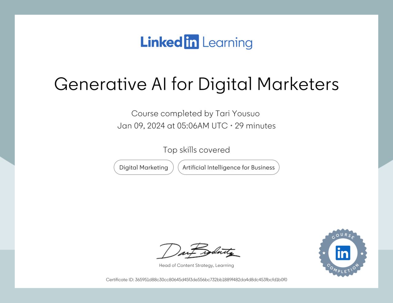 Generative AI for Marketers Certificate