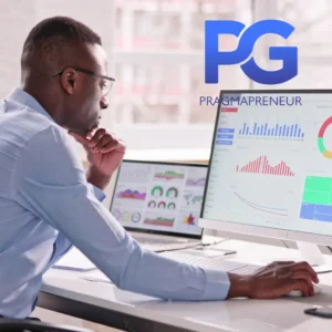 man clicking mouse in front of a computer analyzing marketing automation software for his client