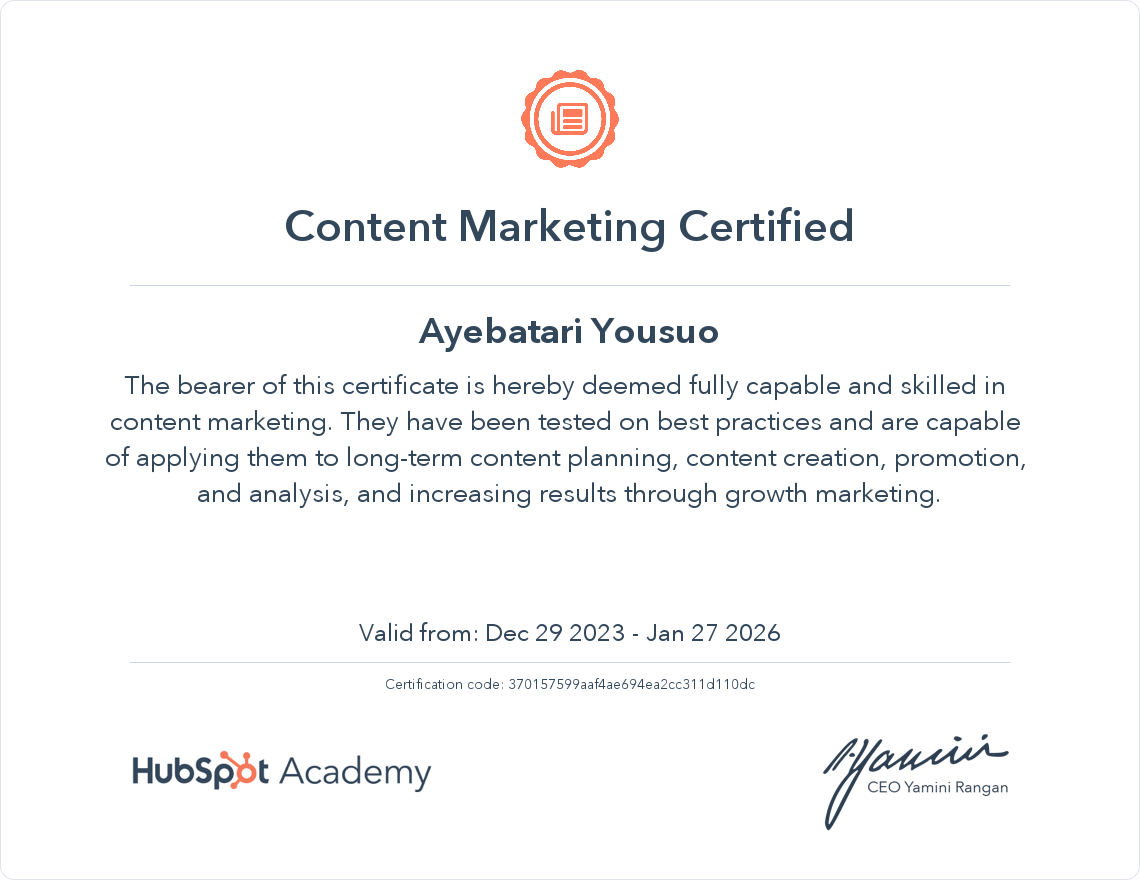 Content Marketing Cert