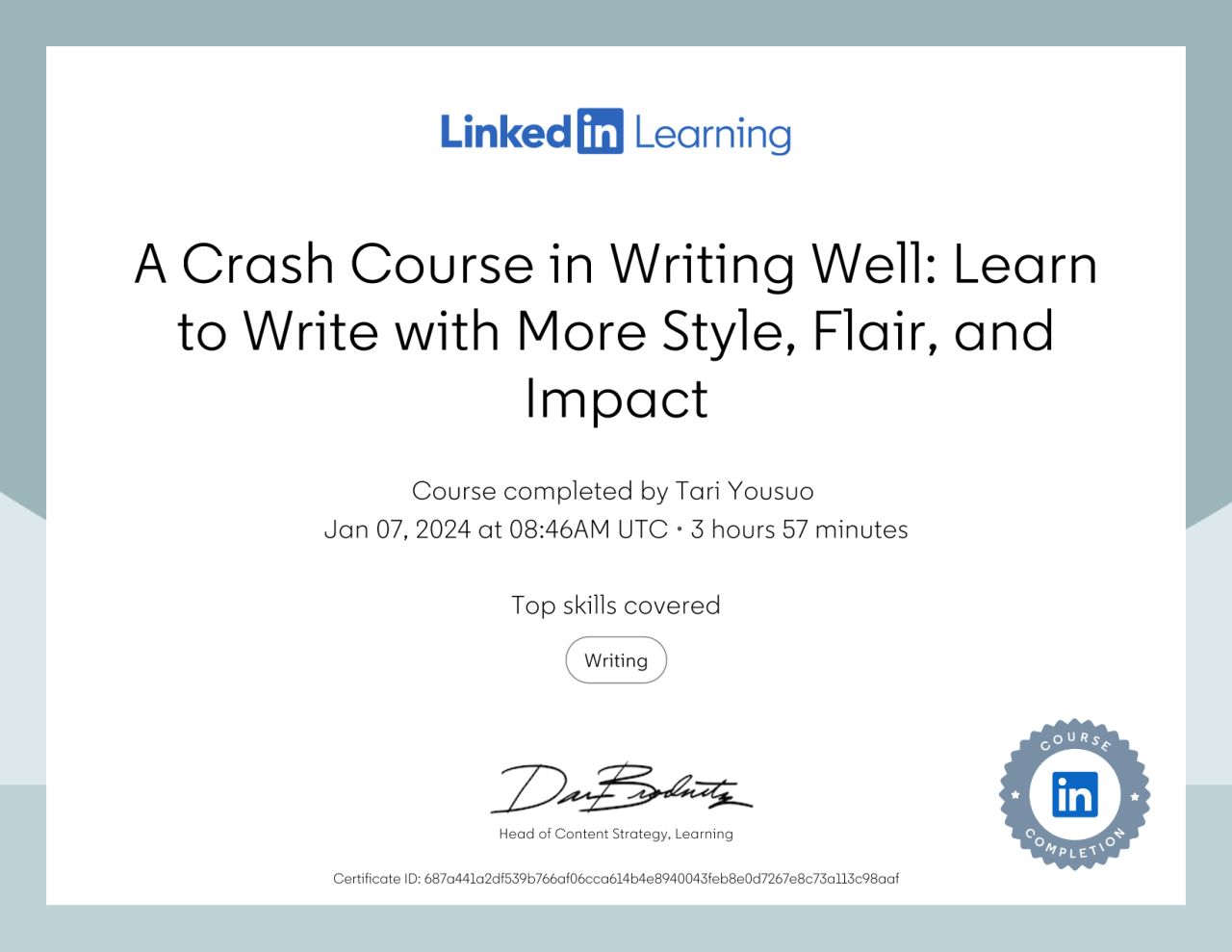 Writing Well Certificate